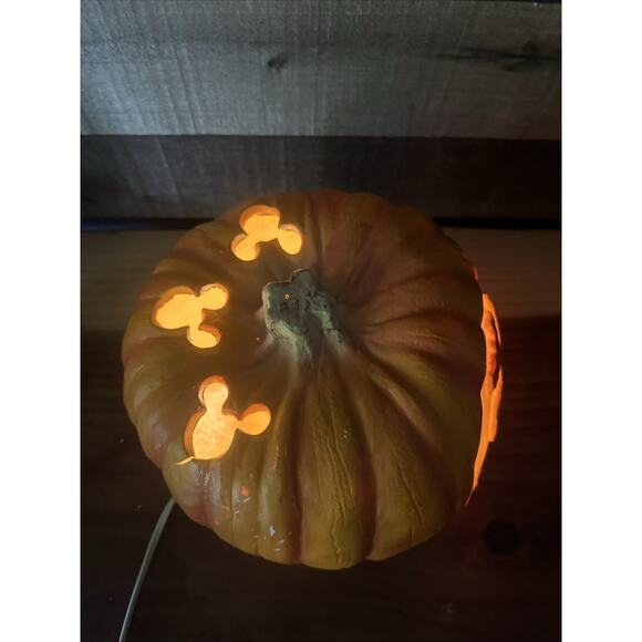 Disney Trendmaster 1997 Mickey Mouse Vampire Jack O Lantern Lighted Pumpkin - Picture 3 of 8